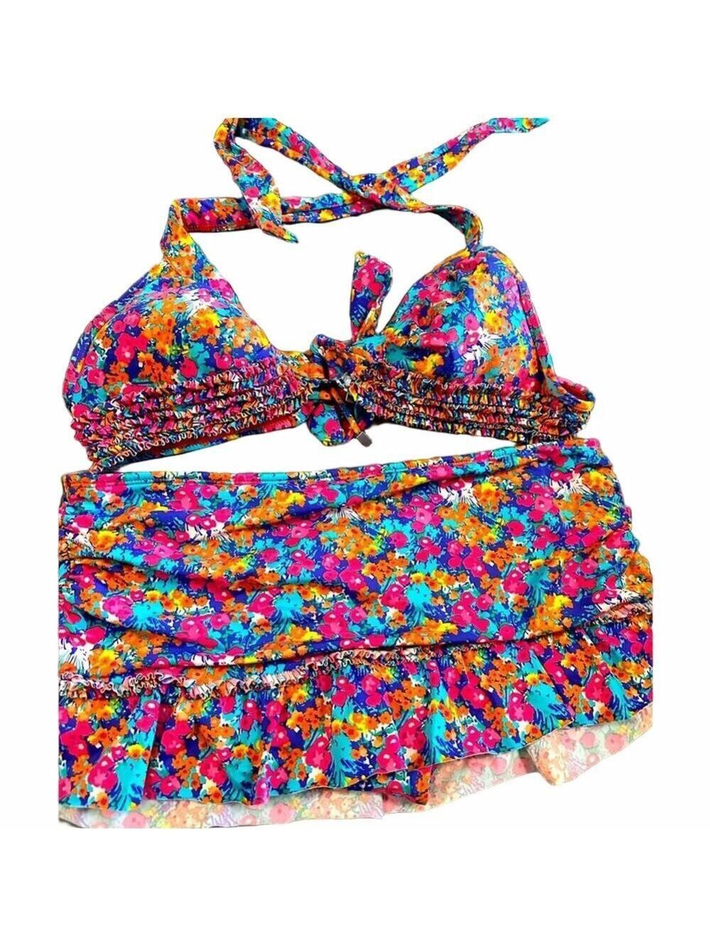 Floral Triangle Bikini top and skirt